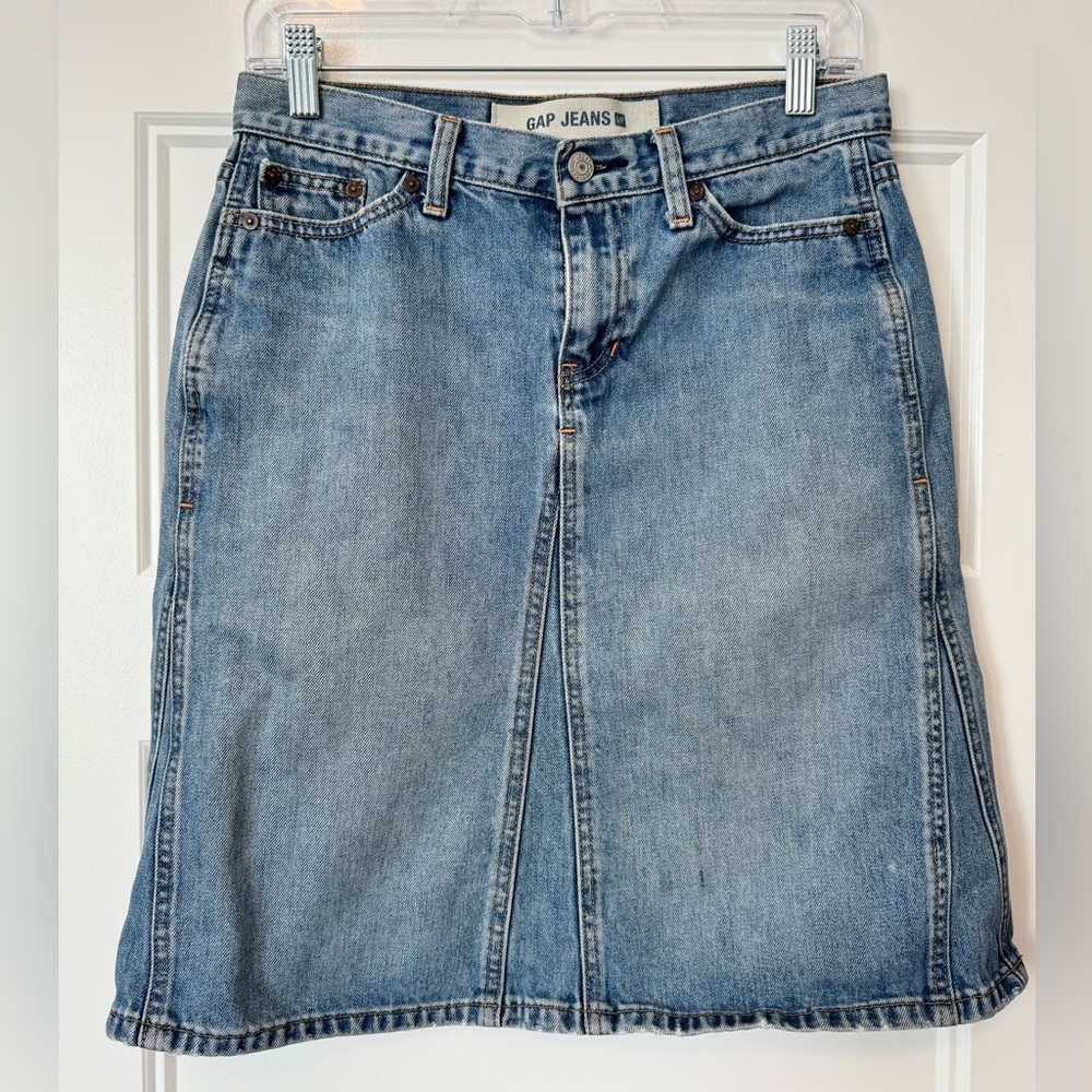 Vintage 90s Gap Jeans Denim A-Line Mini Skirt Size 4 y2k Minimalist